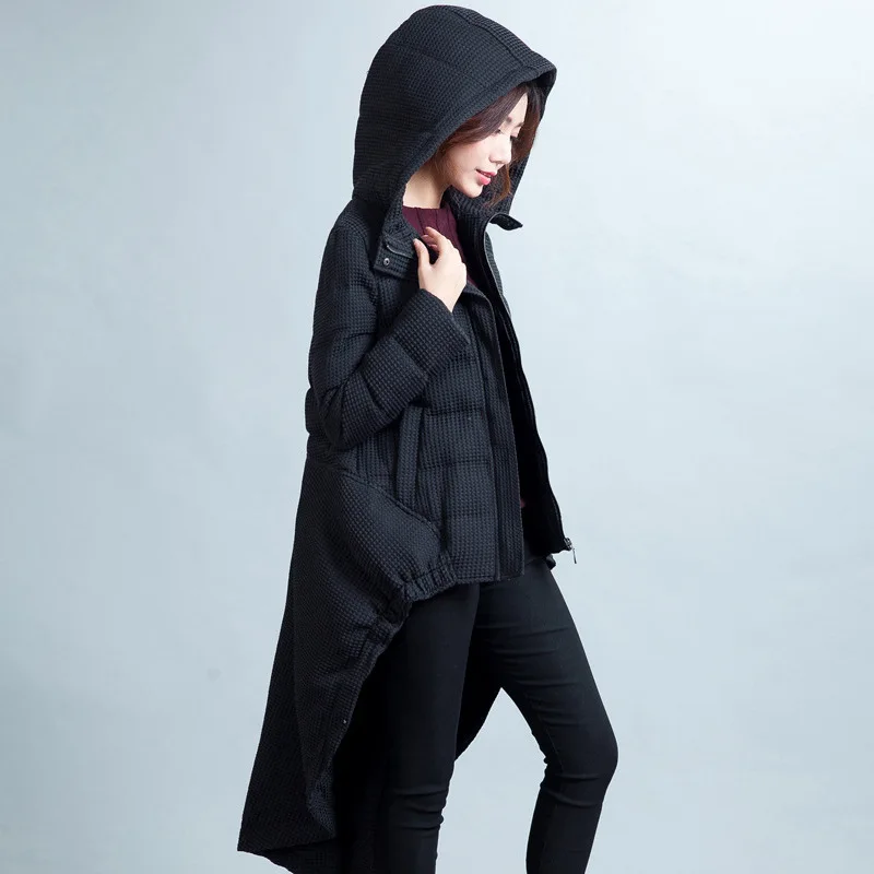 2018 New Style Winter Coat Ceciliayu Long Solid Zipper Slim Thick Full White Duck Down 90% Office Lady Knitted Down Coats Coats