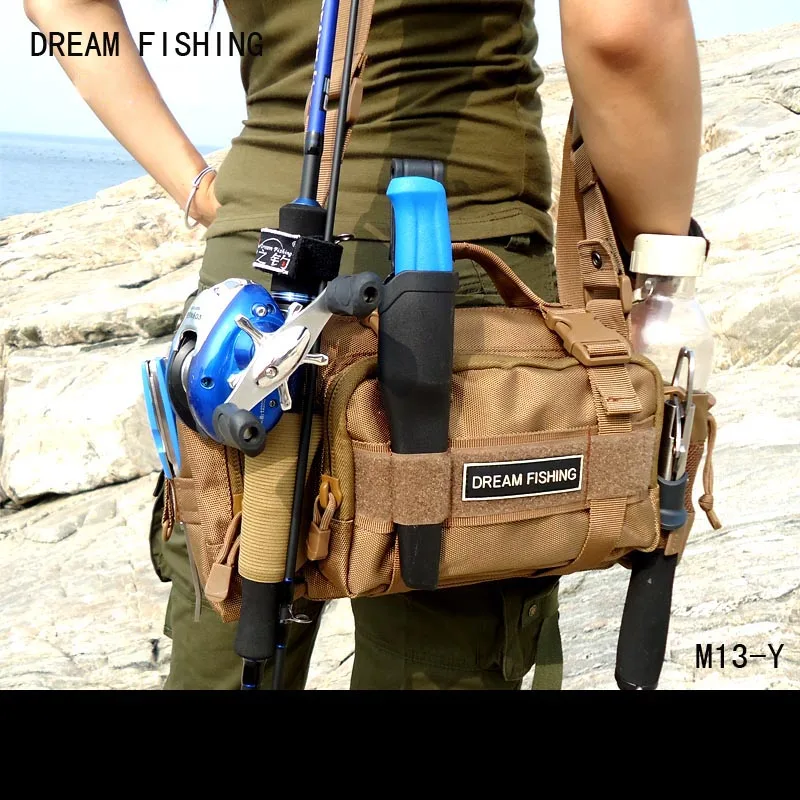 Multifunctional Fishing Bag 35*13*16 cm Fishing Lure Bag Polyester Waist Shoulder Bag Fishing Lure Reel Tackle Bags B288