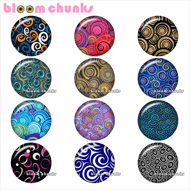 

retro sprial pattern Round photo glass cabochon pattern demo flat back Making findings 12mm/18mm/20mm/25mm TL1041