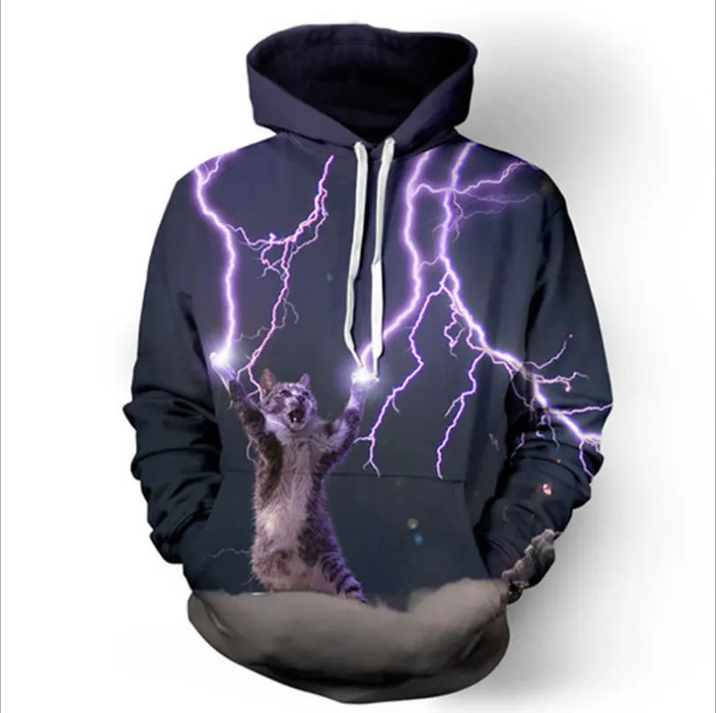 

Explosions in the spring and autumn of 2018 thunder cat purple stars couple fashion hooded pullover casual vests