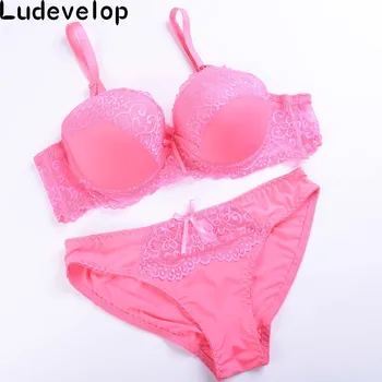 

Ludevelop Women Underwear Set 38 40 42 44 46 48 C D Cup Bras Black Red Blue Sexy Lace Bra Set for Big size Bra Sets for Women