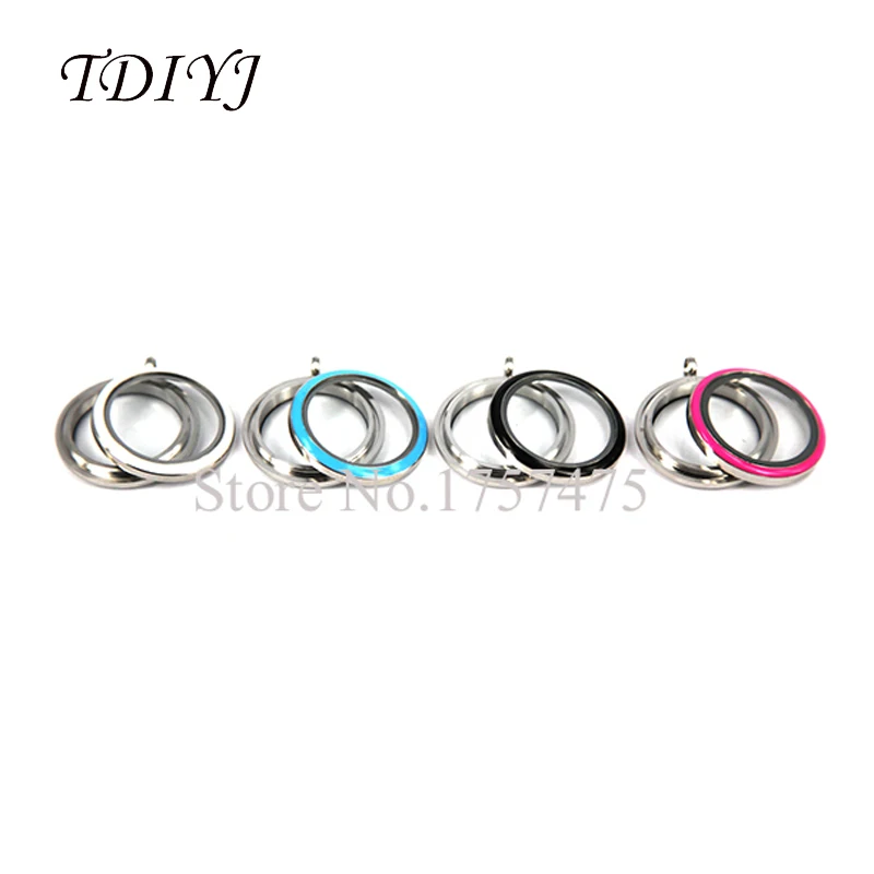 

TDIYJ New Design 30mm Mixed Color Round Stainless Steel Twist Floating Memory Locket without Crystals for Women 10pcs/lot