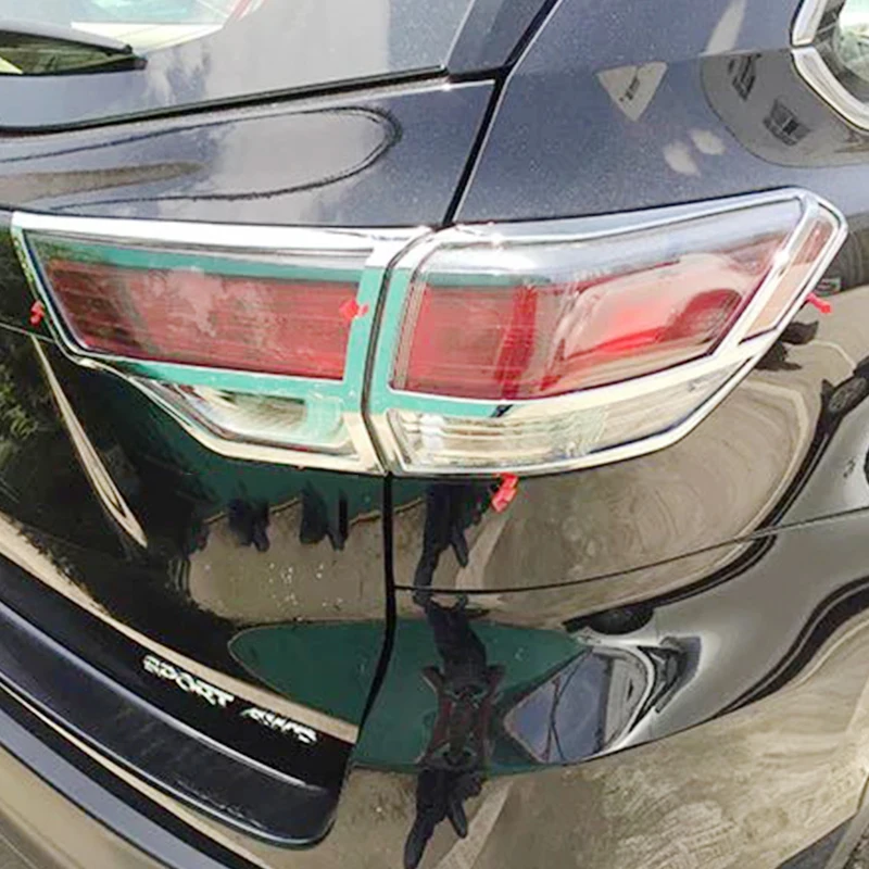 

For Toyota Highlander Kluger 2015 ABS Chrome After Rear Tail Lights Lamp Covers Frame Trim Quality Sequins Car accessories 4pcs
