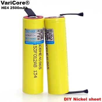 

2PCS VariCore Original HE4 2500mAh Li-lon Battery 18650 3.7V Rechargeable batteries 20A, discharge +DIY Nickel sheet