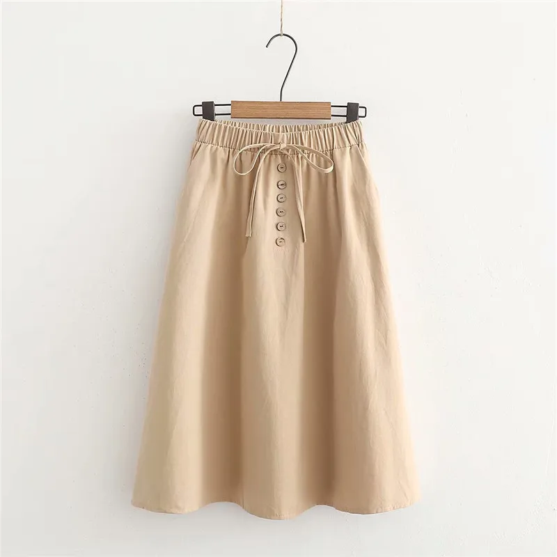 Gladiolus Harajuku Skirts Womens High Waist Button Pockets Tunic Gray Black Pink Midi Women Summer Skirt Faldas mujer moda 2019 (14)