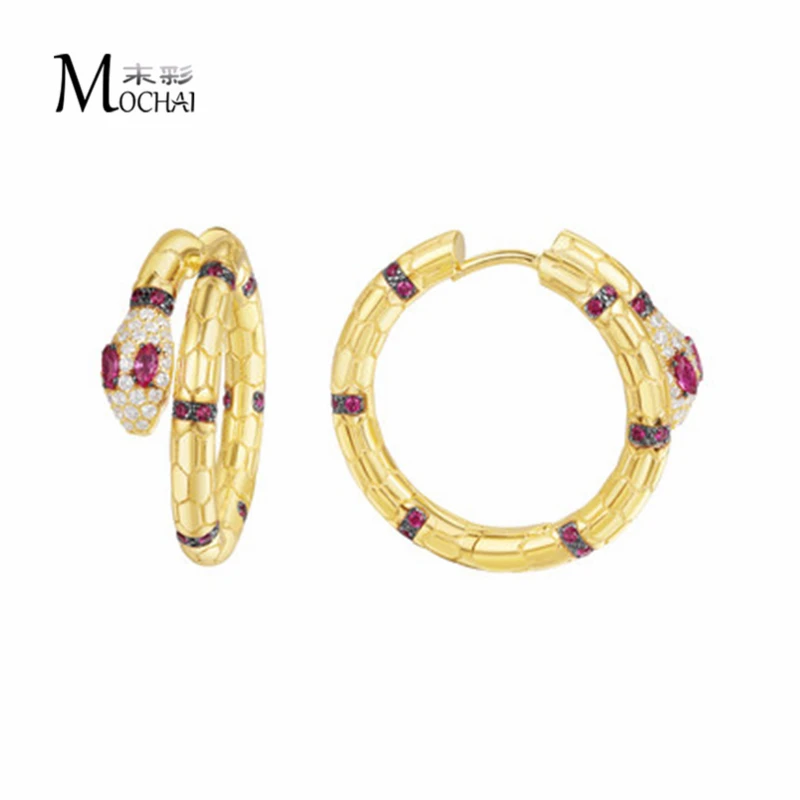 

European And American Earrings Gold Color Snake Earrings Set With Zircon Exaggerated Snake Series Personality Earrings ZK50