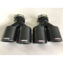 2PCS Left and right Car Modification AKRAPOVIC Universal Dual Glossy black Automobile Exhaust pipe for Audi