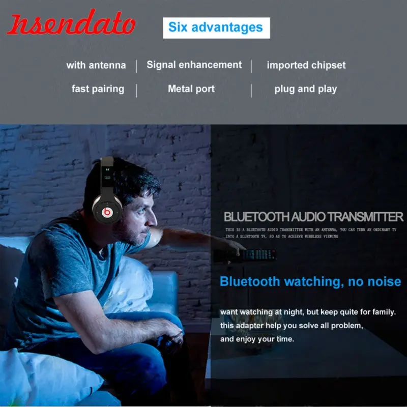 Bluetooth 4 0 Audio Stereo Sound TV Transmitter Adapter Audio Bluetooth Transmitter for Headphones TV Notebook DVD PC