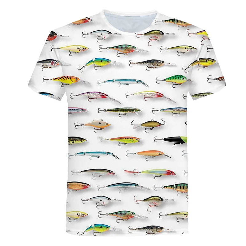 

BZPOVB New summer men's 3d t - shirt,plenty of fish pattern short sleeves printed t-shirts Asian size s-5xl Cool summer