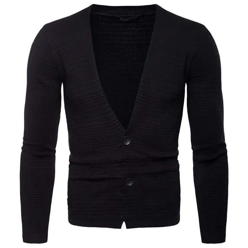 Мужской полосатый однотонный тонкий вязаный кардиган, свитер, Мужской Повседневный хлопковый джемпер с v-образным вырезом для мужчин, серый черный синий M-2XL