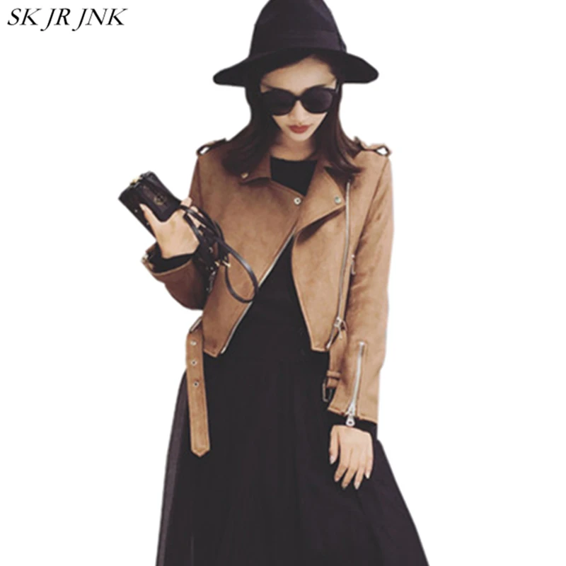 Autumn Winter Women Warm PU Suede Jacket Fashion Long