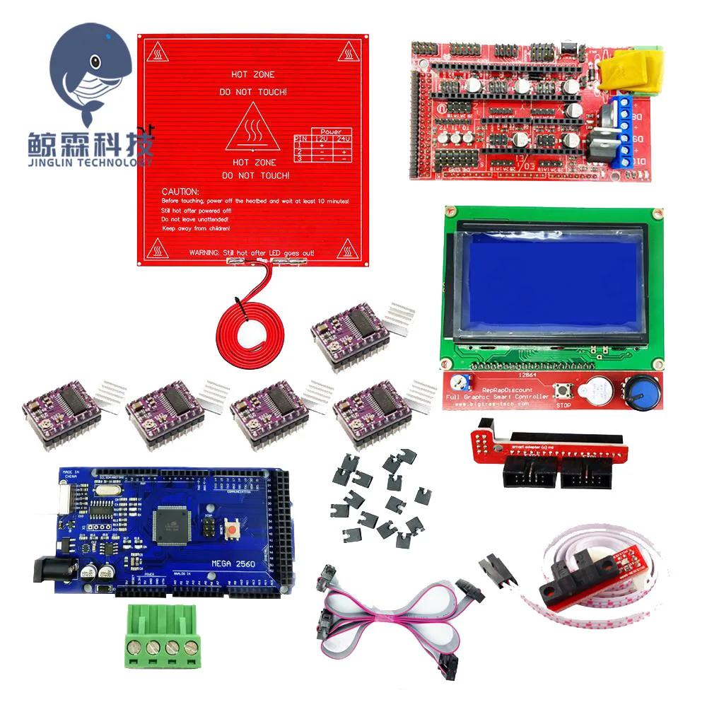 

3D Printer Kit MK2B Heated Bed +Mega 2560 R3+RAMPS 1.4 + LCD 12864 + 6x Optical Switch Endstop + 5x DRV8825 Stepper Motor driver