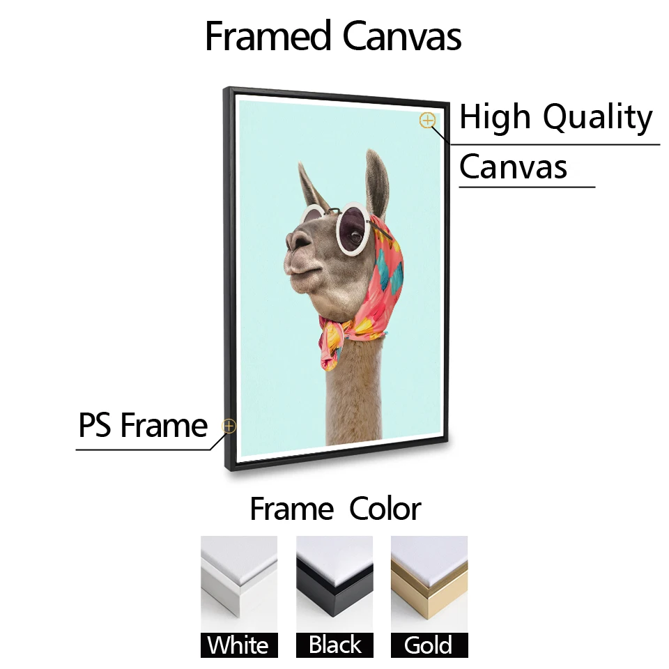Мода Llama Художественная Печать Холст Плакаты и принты современное платье llama платок солнцезащитные очки фото картина стены Искусство украшение дома