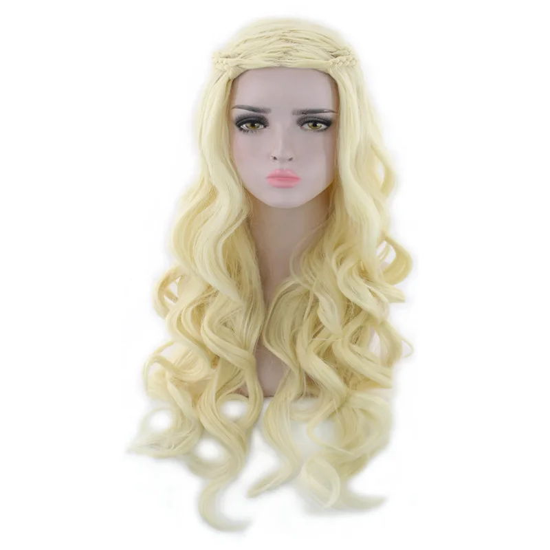 Baratos Juego de tronos Daenerys Targaryen Cosplay peluca pelo sintético largo ondulado dragón de madre pelucas disfraz de fiesta de Halloween para mujeres