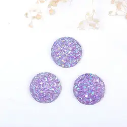 Дорин коробка Смола Druzy/Drusy купол Уплотнения Кабошон Круглый розовый AB РАДУГА Цвет 12 мм (4/8 ") dia, 50 шт