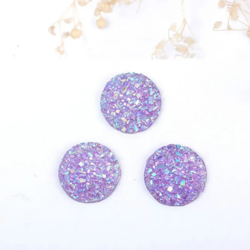 

Doreen Box Resin Druzy/ Drusy Dome Seals Cabochon Round Pink AB Rainbow Color 12mm( 4/8") Dia, 50 PCs