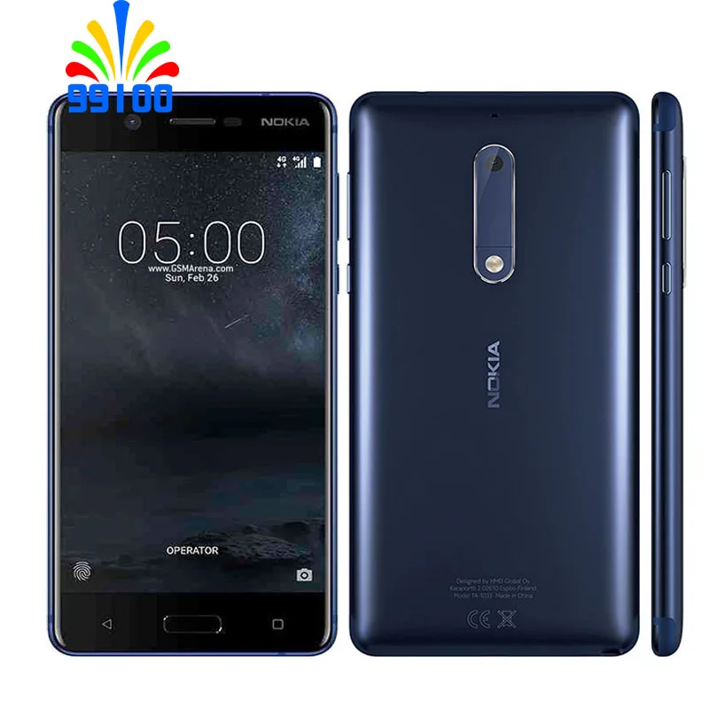 Разблокированный Nokia 5 Qualcomm 430 Восьмиядерный 5,2 дюймовый экран 2 Гб+ 16 Гб(Поддержка 256 ГБ SD) 13,0 МП отпечаток пальца 4G-LTE
