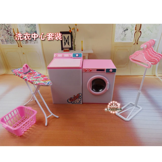 For Barbie Doll Furniture Accessories Plastic Toy Washing Machine Dry  Cleaner Set Iron Hanger Clothes Pole Holiday Gift Girl Diy - Doll House  Accessories - AliExpress