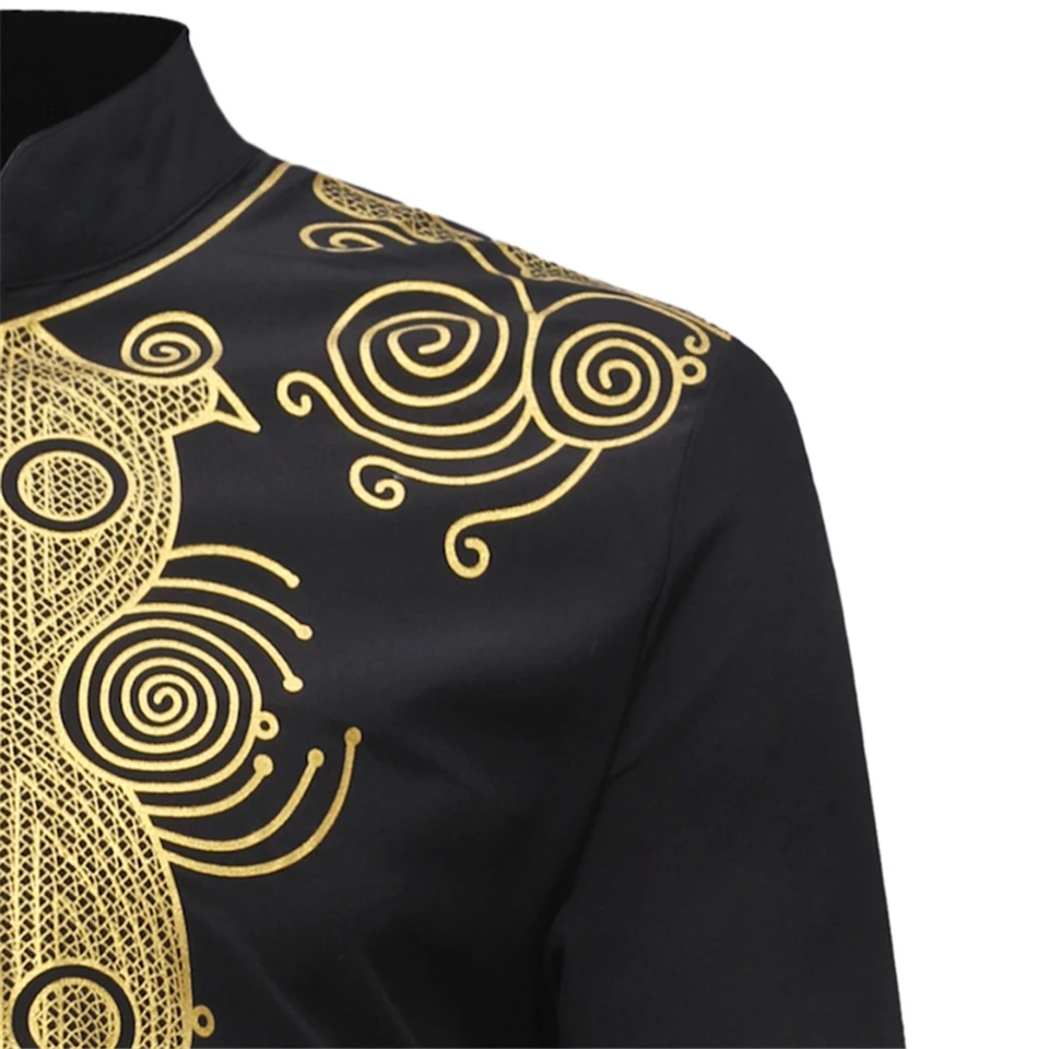 2019 африканские платья для мужчин Дашики богатый Базен печати длинный рукав халаты рубашка традиционное платье Африки Макси модная одежда