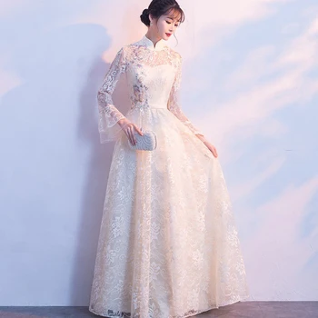 

Party Evening Cheongsam Dress Oriental Chinese Style Woman Elegant Lace Qipao Sexy Wedding Prom Long Robe Retro Vestido XS-XXXL