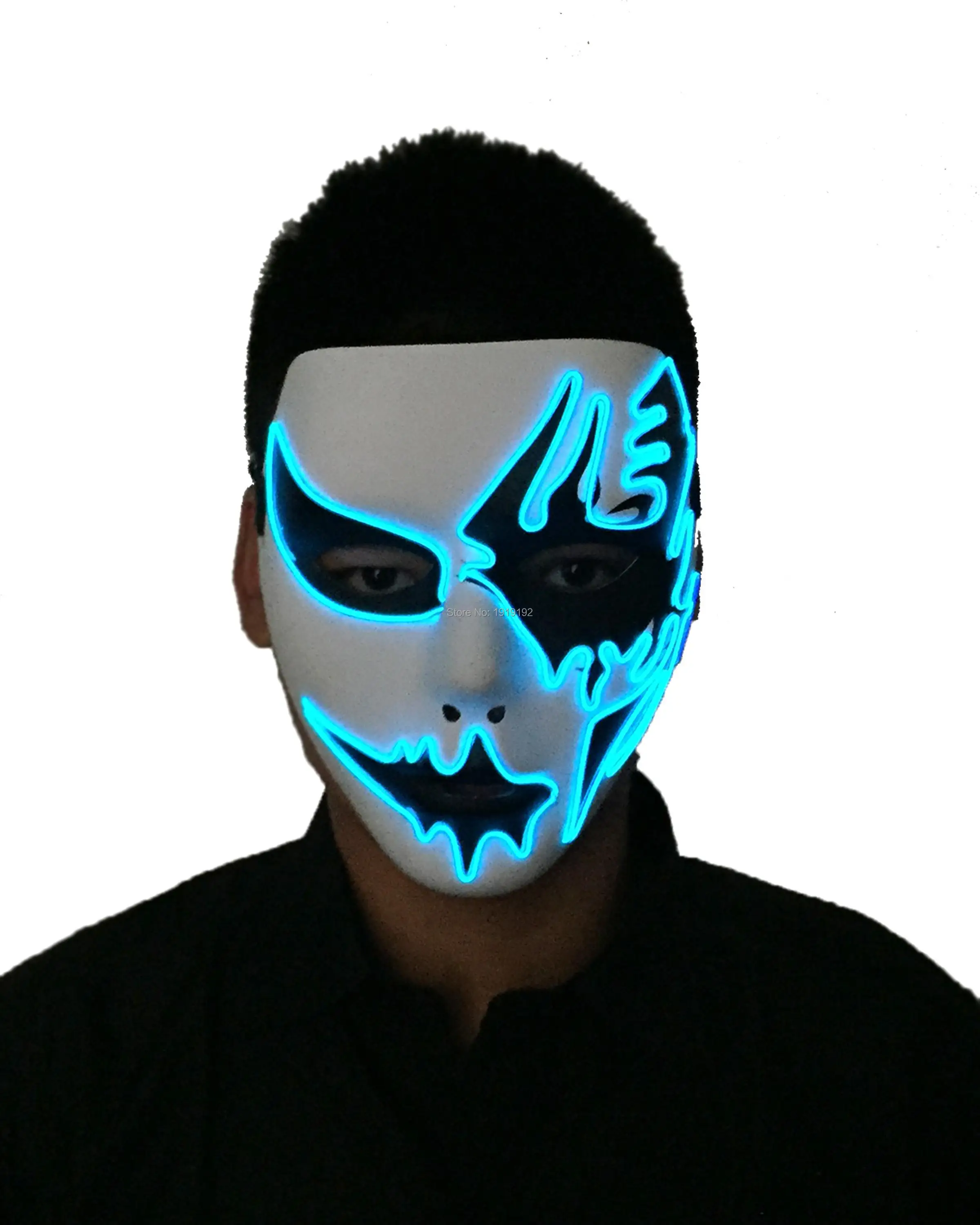 

Sound Activated 10 colors Select LED mask ghost mask with DJ Dance masquerade Plastic halloween mask props For Party Decoration