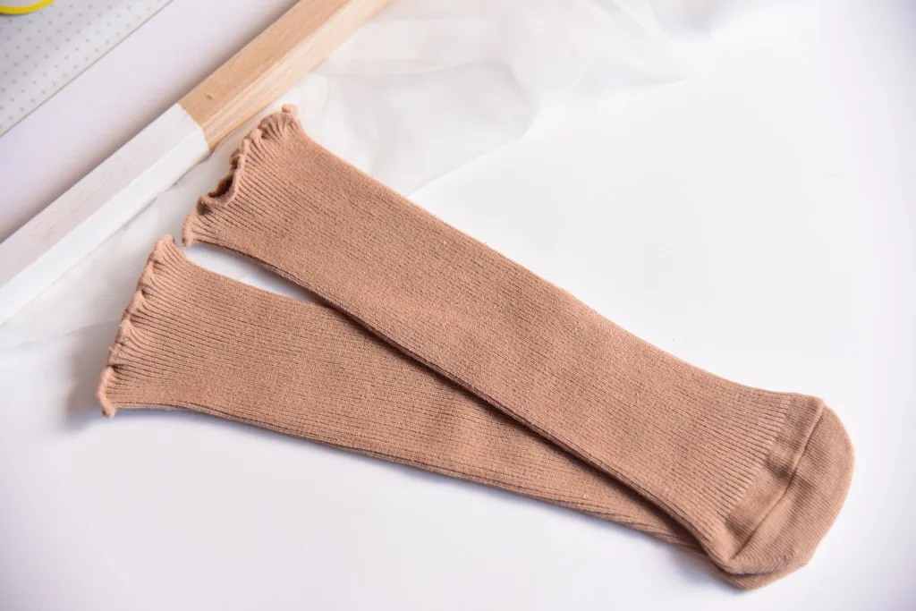 Носки для маленьких девочек хлопковые детские зимние и осенние носки в полоску в стиле Харадзюку, однотонные высокие носки в стиле ретро Детские Семейные носки с двойной иглой - Цвет: I