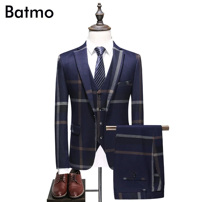 Batmo 2019 Новое поступление высококачественные клетчатые однобортные темно синие