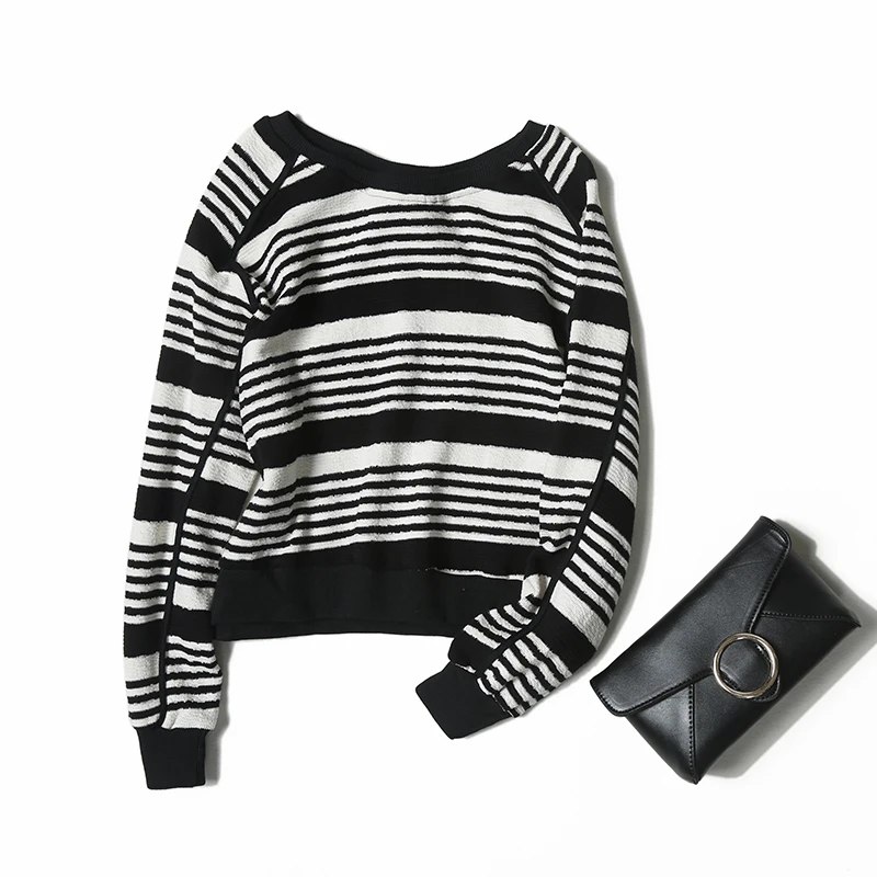 Chandail Rayé Hiver cou Pulls Tops O Court Haute Femmes Noir Manches Casual Tricoté Veydu 2018 Nouveau À Taille Lady Longues Coton Automne WQrdxoECBe