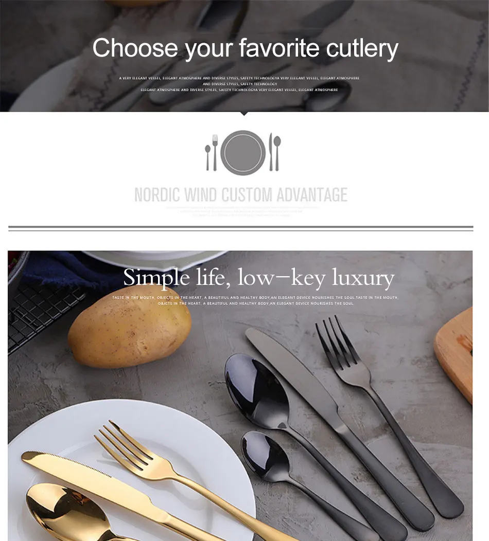 Золотой набор посуды из нержавеющей стали набор столовых приборов 4 шт. черный нож набор вилок столовые приборы золотые серебряные столовые приборы Западный набор еды