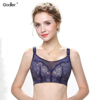 

Godier Women Sheer Lace Bralette Bra BH Push Up Lace Bra Adjustable Lingerie Plus Size Bras Wire Free Underwear Soutien Gorge