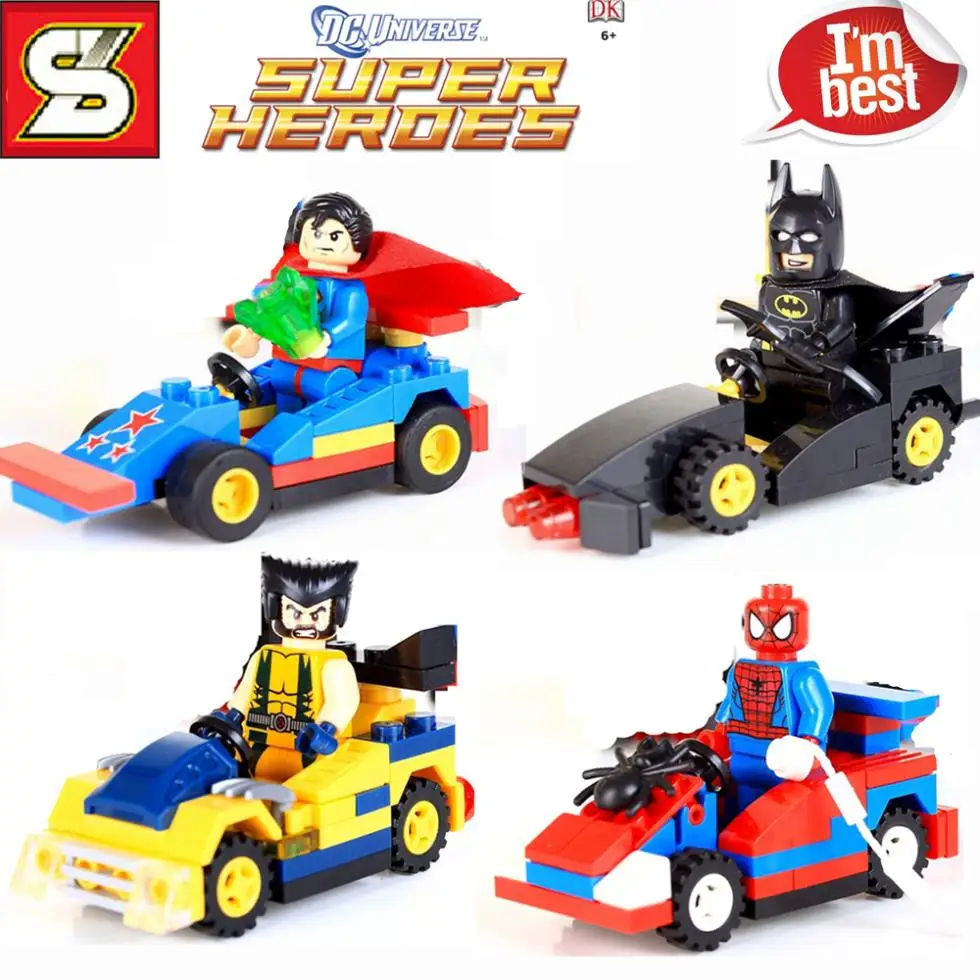 4sets Super Heroes BatMan Wolverine Super Man Spider Man