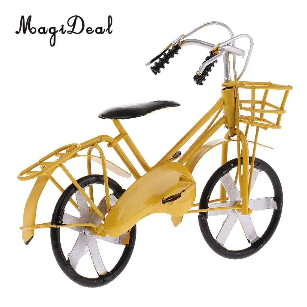 2x Simulation Vinatge Tin Metal Bicycle Bike Model Sculpture Toy for Coffee Bar Decorative