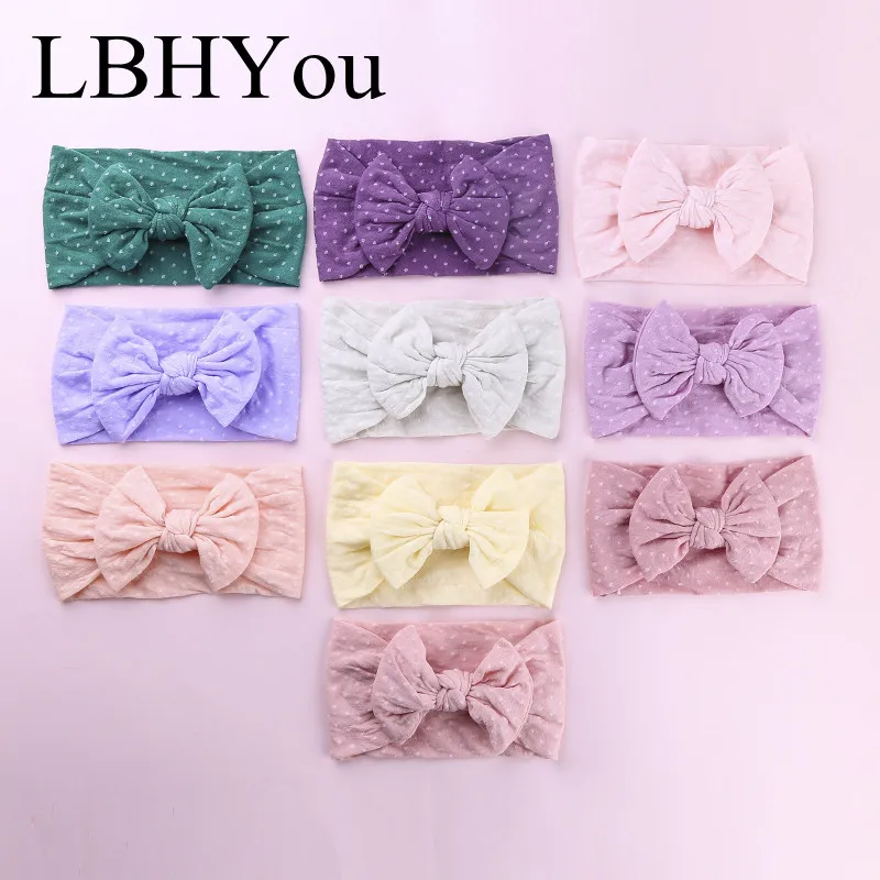 

2019 New Baby Girls Wide Nylon Headbands,Princess Girls Gifts Soft Nylon Hairbands With Dot Prints,Toddler Infants Bow Head wrap