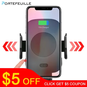 Portefeuille 2 To 1 Qi Car Wireless Charger Infrared For Samsung Gaxary S9 S8 Plus Note 9 iphone X 8Plus Sensor Stand 360 Holder