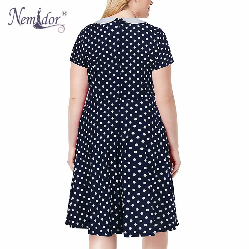 Nemidor Women's Peter Pan Collar Fit and Flare Plus Size Skater Party Dress(11)