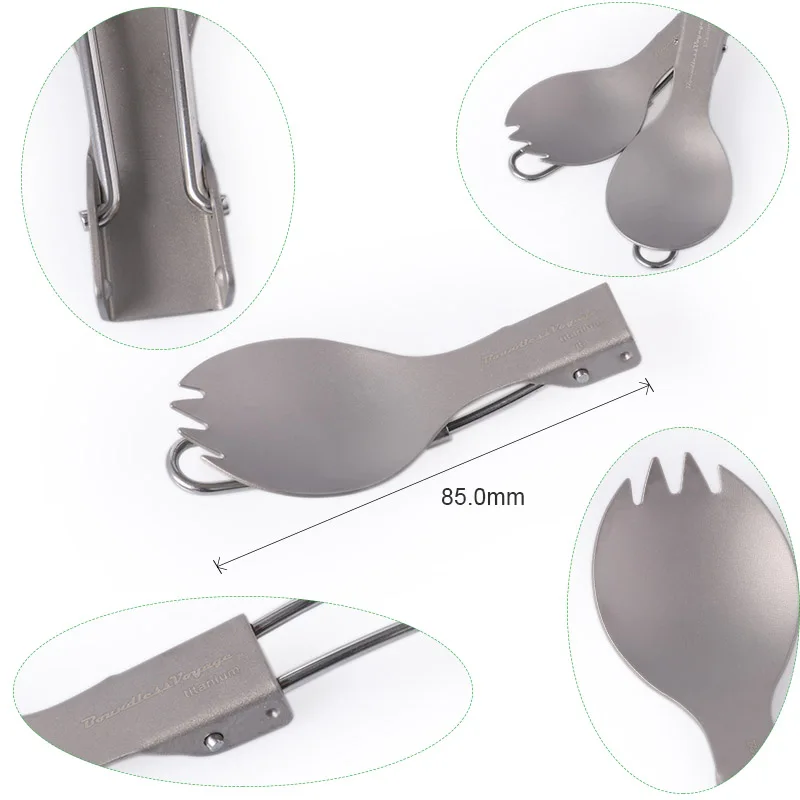Viagem ao ar Pote de Titânio Utensílios de Mesa Conjunto com Alça Ilimitado Livre Colher Spork Fogão Conjunto Acampamento Caminhadas Dobrável Pan 5 Ilimitado viagem ao ar livre pote de