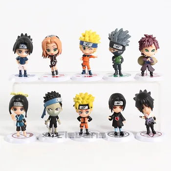 

Naruto Uchiha Madara Uzumaki Naruto Sasuke Kakashi Sakura Gaara Haku Momochi Zabuza Mini PVC Figures Toys 10pcs/set