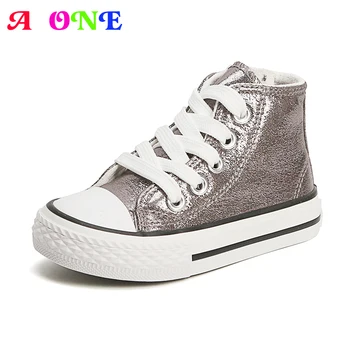 

Spring Summer girls canvas shoes boys casual shoes kids shoes children high cut shoes bling patent leather 1 to 6 yrs