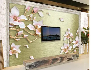 

3d wallpaper for room Embossed brushed magnolia flowers backdrop flower wallpaper customized wallpaper for walls