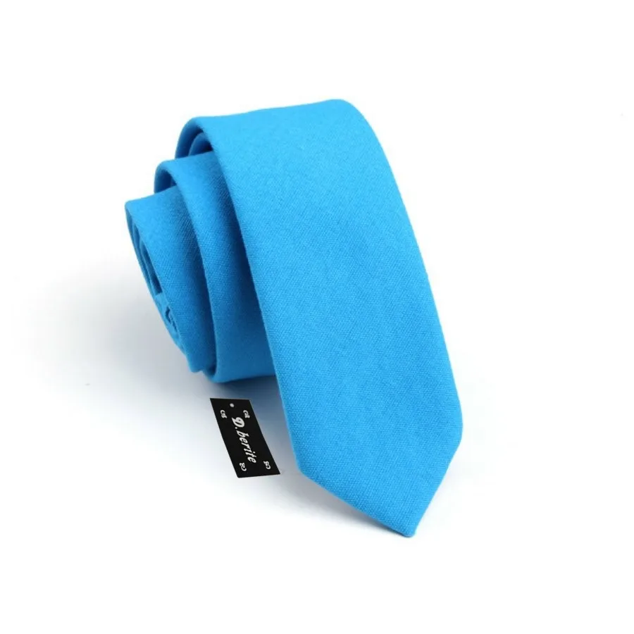 Мужские хлопчатобумажные Галстуки Новые однотонные небесно-голубые тонкие узкий галстук мальчишник бизнес галстук SK705