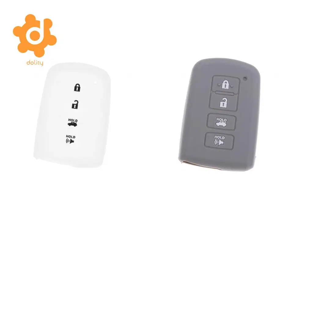 2x Silicone Car Key Shell Fob Case Cover for Toyota Avalon RAV-4 Clear+Gray