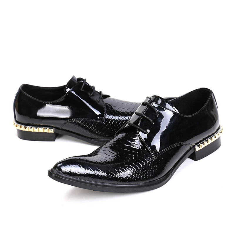 Genuine Leather Men Dress Shoes Pointed Toe Mens Oxfords Designer Business Formal Shoes Wedding Lace-up Office Shoes Men Flats