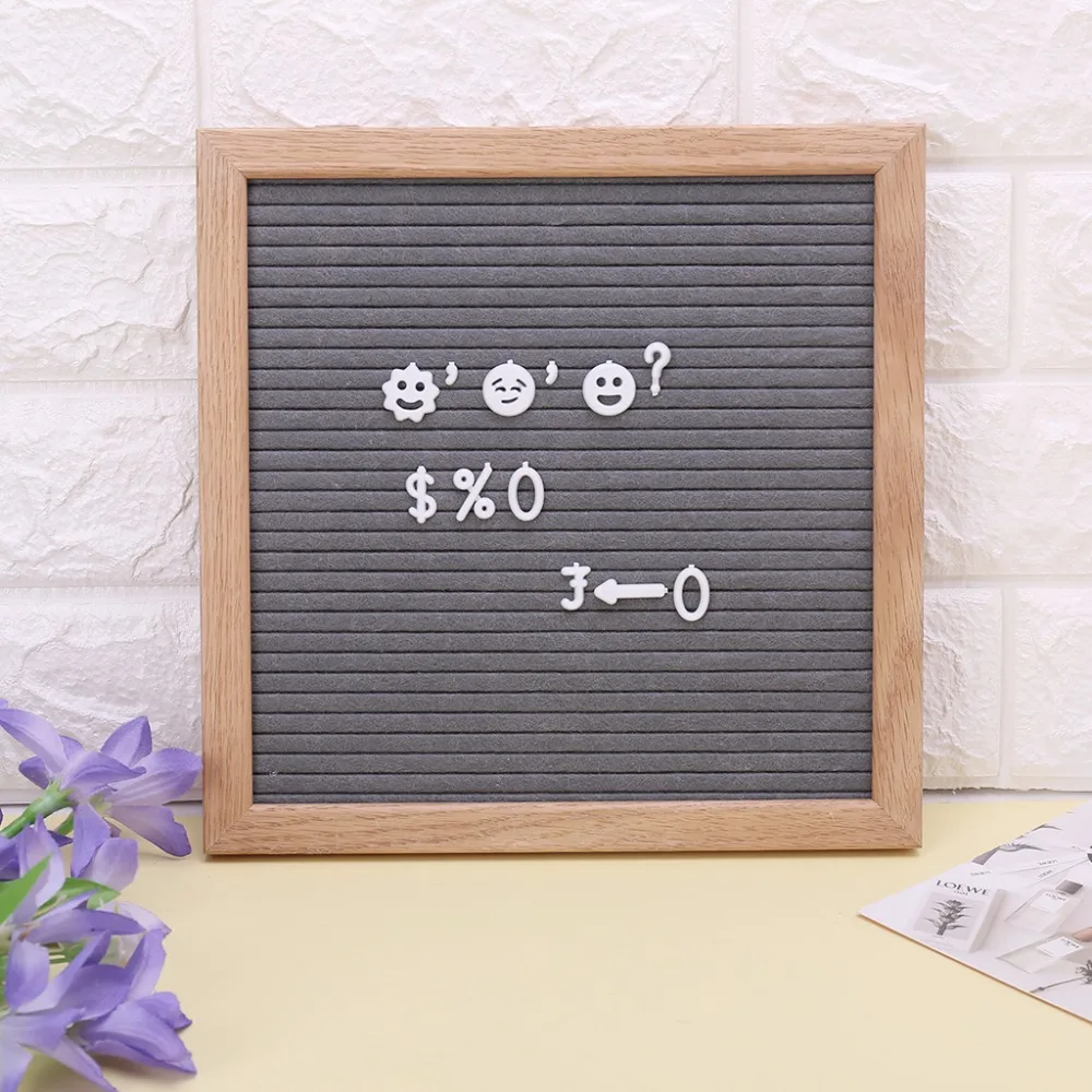 

Felt Letter Message Board Oak Frame White Letters Symbols Numbers Characters Bag