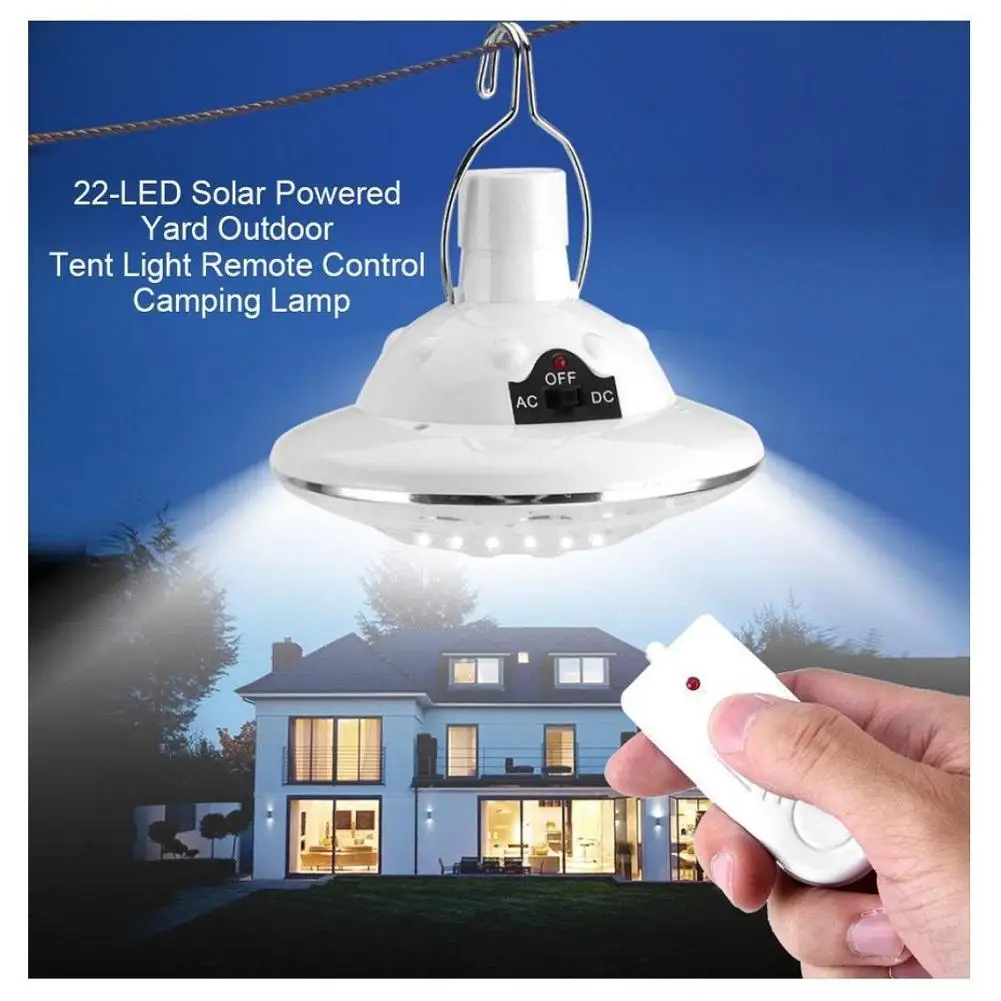 Adeeing 22LED Solar Powered Remote Control Camping Light Lamp Emergency