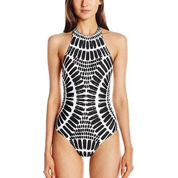 

One Piece Swimsuit Sexy Backless Swimwear Women african print Bathing Suit Swim Vintage Summer Bandage halter Monokini bikini#C