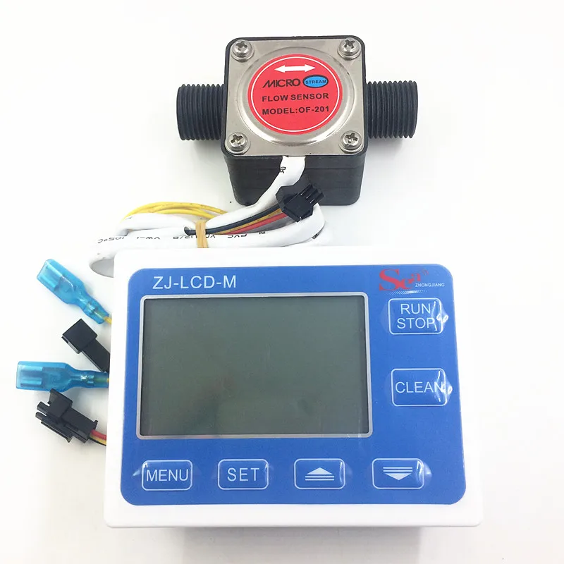 

Gear Flow Meter indicator Oil flow Sensor Hall Flowmeter Fuel Gauge Counter Milk Chemicals Paint Detergent G1/2 ZJ-LCD-M + OF201