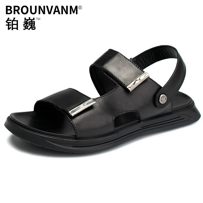 

mens sandals genuine leather cowhide mens gladiator sandals summer Men Slippers Flip Flops casual Shoes beach outdoor