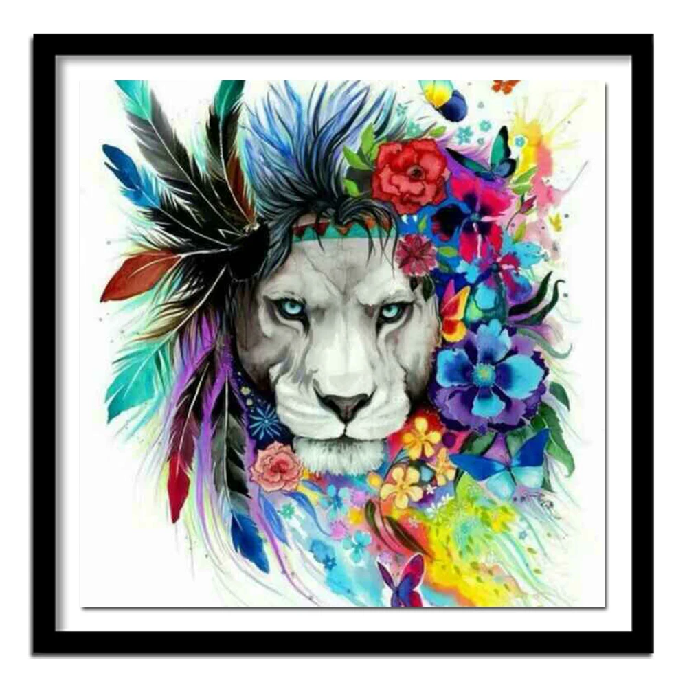 

Diamond painting Cross stitch Diy Diamond embroidery Garland Lion round drill Diamond pasted Needlework AA232