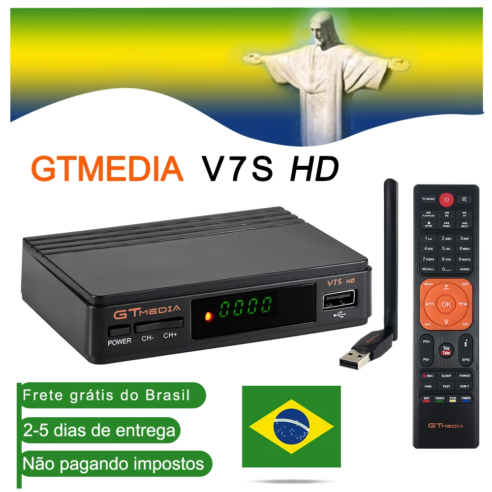 1 год Испания Европа Cline GTMEDIA V7S HD DVB-S2 1080P спутниковый ТВ приемник+ USB wifi Бразилия Испания ТВ тюнер обновление freesat v7 hd