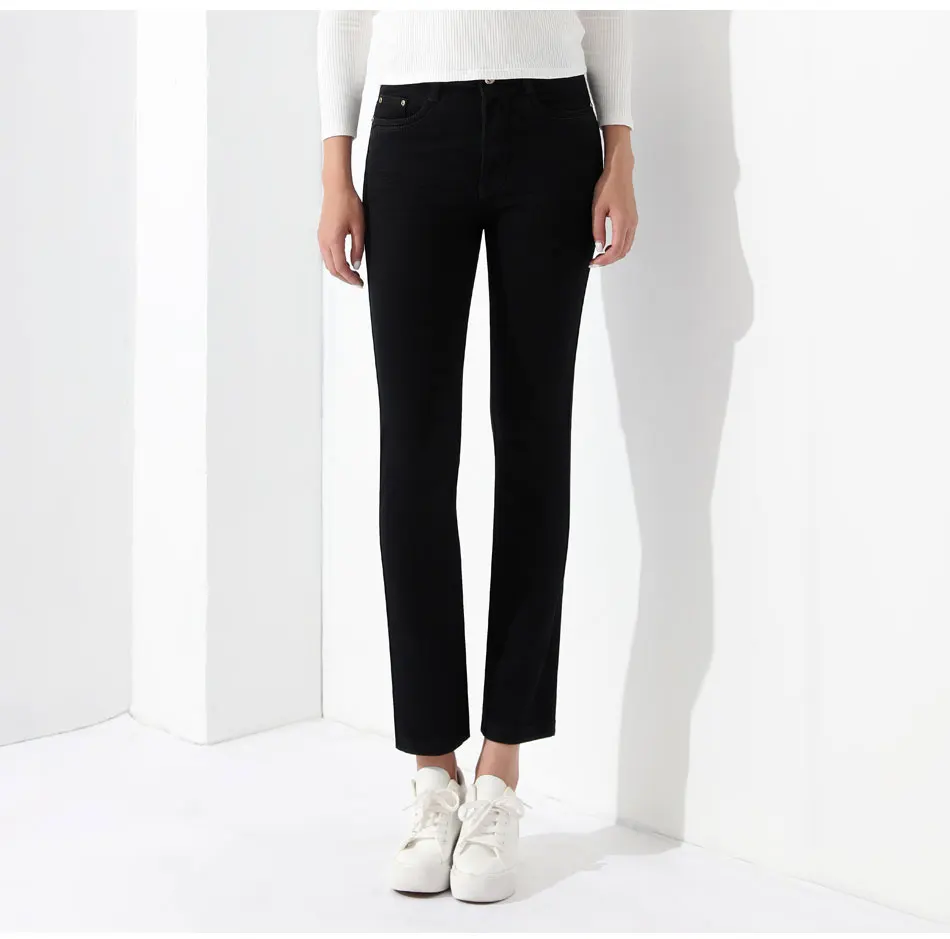 Для Тома женские женский Костюмы брюки стретчевые джинсы Femme брюки черного цвета повседневная женская обувь из джинсовой ткани с высокой талией джинсы в винтажном стиле